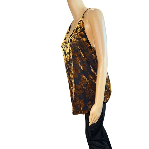 LOFT Womens Sleeveless Velvet Burnout Top Size S Whimsygoth Regency - Picture 3 of 8